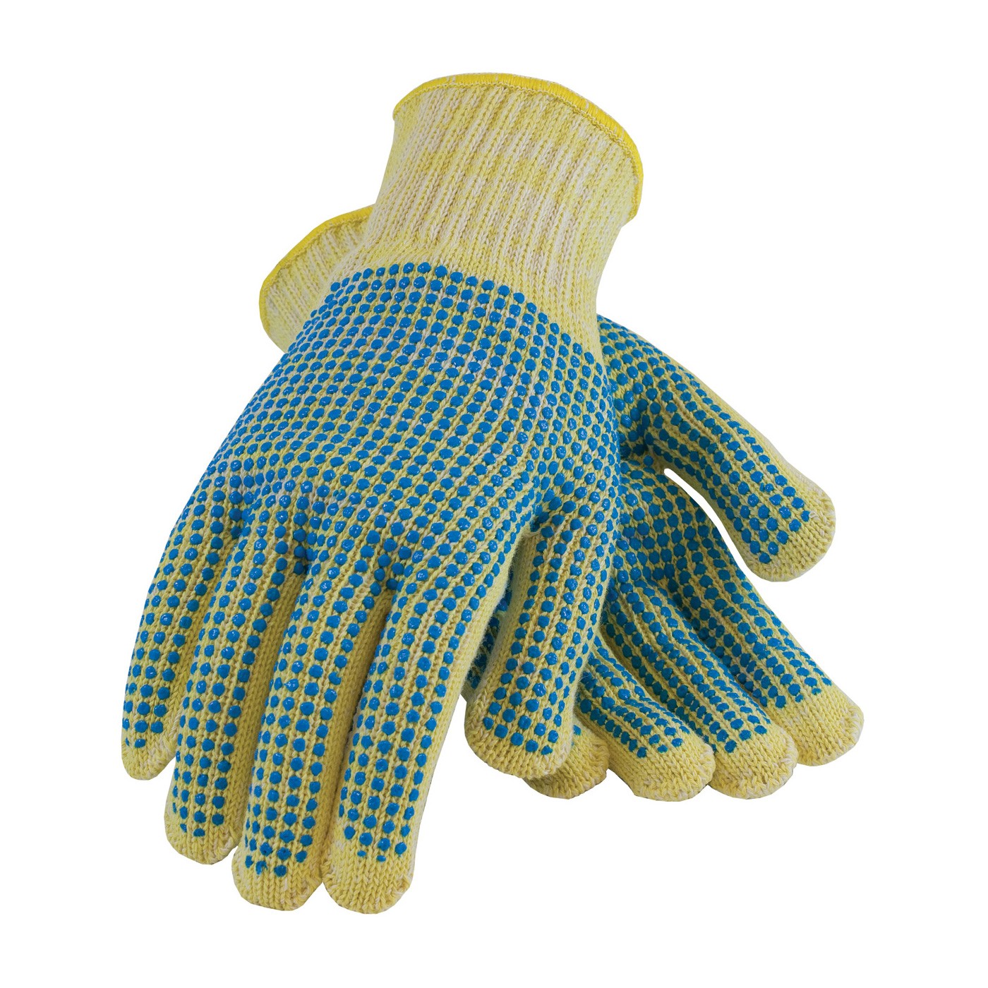MCR Safety Kevlar Cotton Gloves - 7 Gauge Plaited Work Gloves Yellow Large