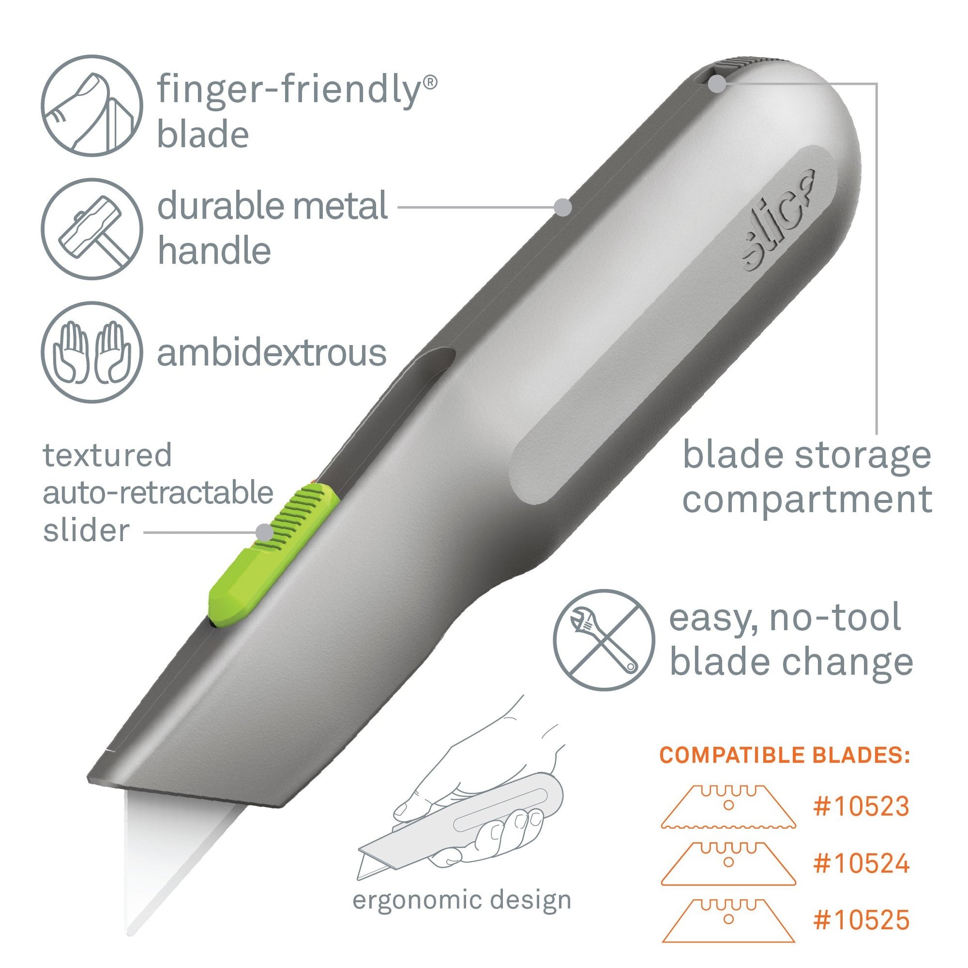 Slice Knife Utility Metal Handle Auto Retractable Blade 