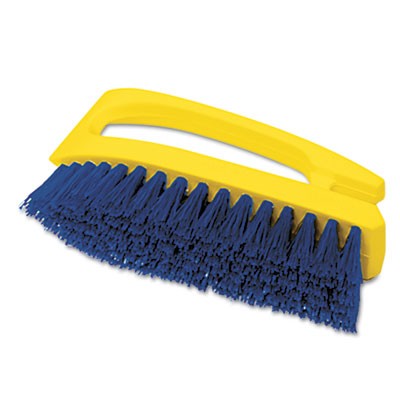 Brush 6" Yellow Plastic Handle/Blue Bristles Iron-Shaped