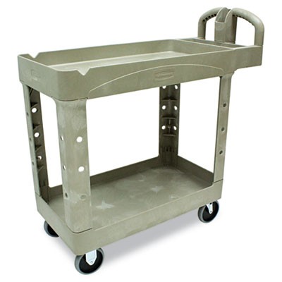 Heavy-Duty Utility Cart, 2-Shelf, 17-7/8w x 39-1/4d x 33-1/4h, Beige