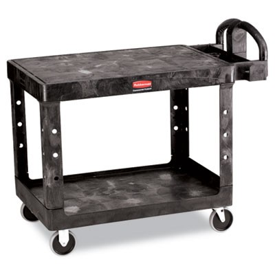 Flat Shelf Utility Cart, 2-Shelf, 25-7/8w x 43-7/8d x 33-1/3h, Black