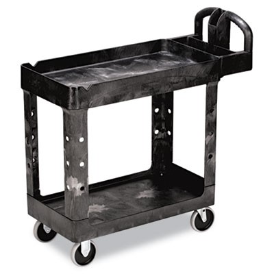 Heavy-Duty Utility Cart, 2-Shelf, 17-7/8w x 39-1/4d x 33-1/4h, Black