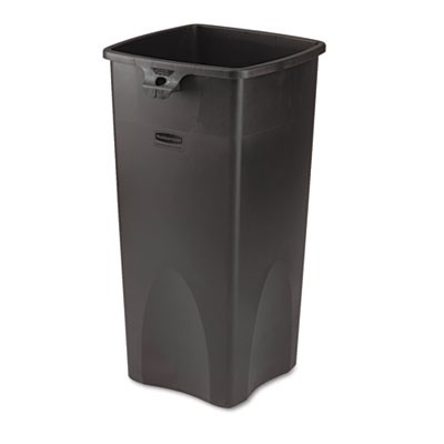 Untouchable Waste Container, Square, Plastic, 23 gal, Black