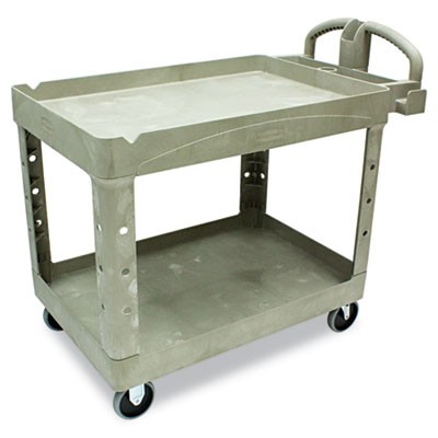 Heavy-Duty Utility Cart, 2-Shelf, 25-7/8w x 45-1/4d x 33-1/4h, Beige