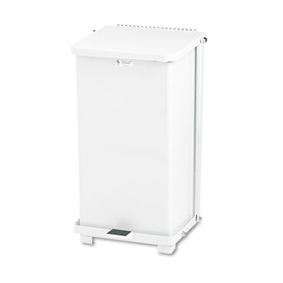 Defenders Biohazard Step Can, Square, Steel, 12 gal, White