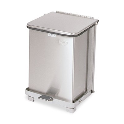 Defenders Medical Step Can, Square, Stainless Steel, 7 gal, 12"Square, 17"H