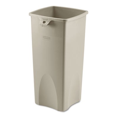 Untouchable Waste Container, Square, Plastic, 23 gal, Beige