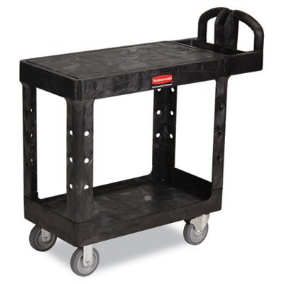 Flat Shelf Utility Cart, 2-Shelf, 19-3/16w x 37-7/8d x 33-1/3h, Black