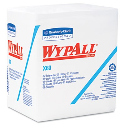 Wipe 13.5x13.5 WypAll X60 4x Fold Reinforced WHT 76/BX 12/CS