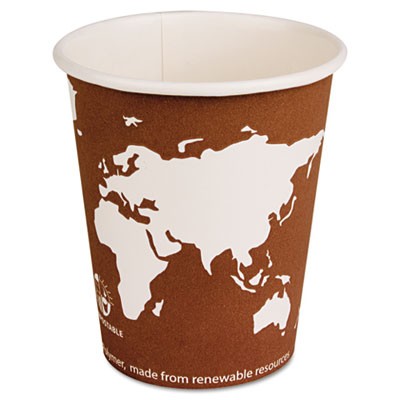 World Art Renewable Resource Compostable Hot Drink Cups, 10 oz, Rust