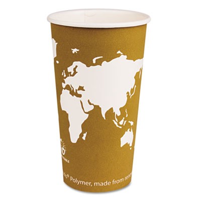 World Art Renewable Resource Compostable Hot Drink Cups, 20 oz, Tan
