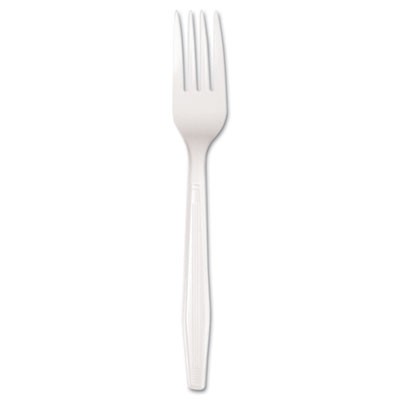 Full Length Polystyrene Cutlery, Fork, White, 100/Box
