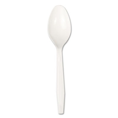 Full-Length Polystyrene Cutlery, Teaspoon, White