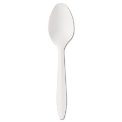 Mediumweight Polypropylene Cutlery, Teaspoon, White