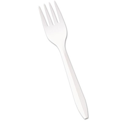 Mediumweight Polypropylene Cutlery, Fork, White