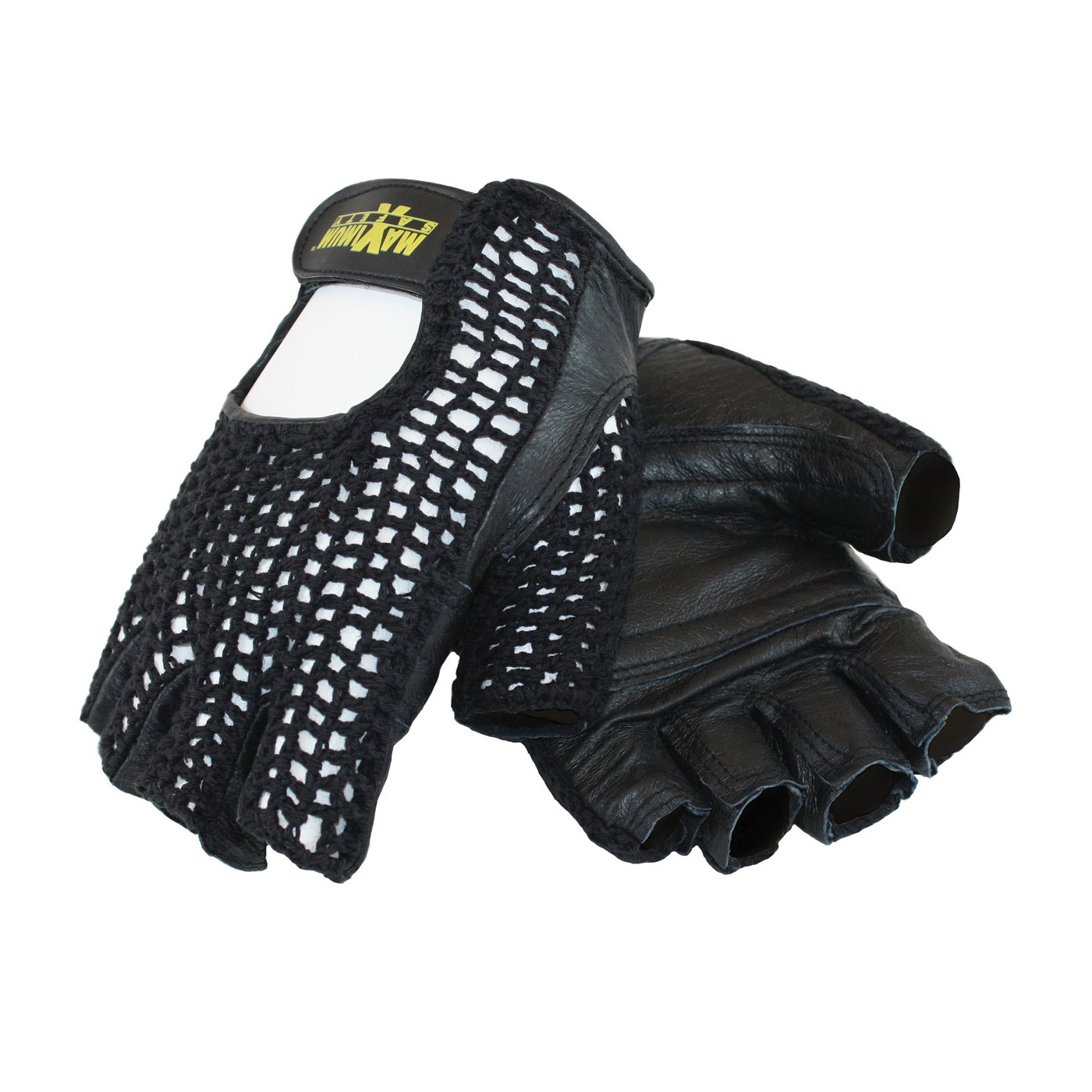 Lifting Gloves w/ Reinforced Padded Leather Palm, Crocheted Back Size Medium