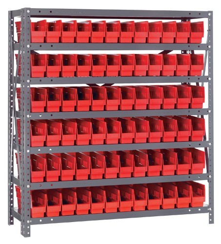 Quantum shelf bin units 12" x 36" x 39" Red