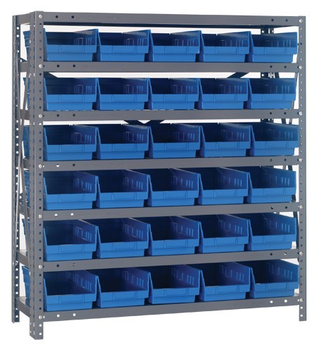 Quantum shelf bin units 12" x 36" x 39" Blue