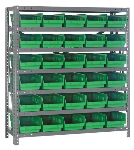 Quantum shelf bin units 12" x 36" x 39" Green