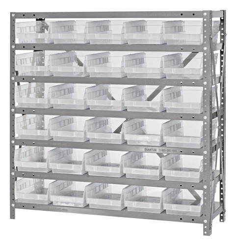 Clear-view quantum shelf bin units 12" x 36" x 39"