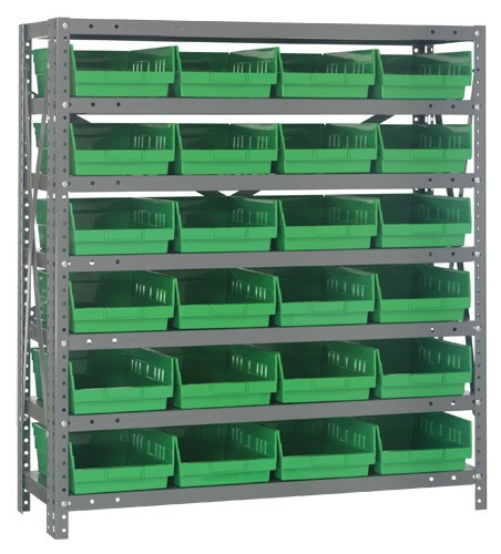 Quantum shelf bin units 12" x 36" x 39" Green