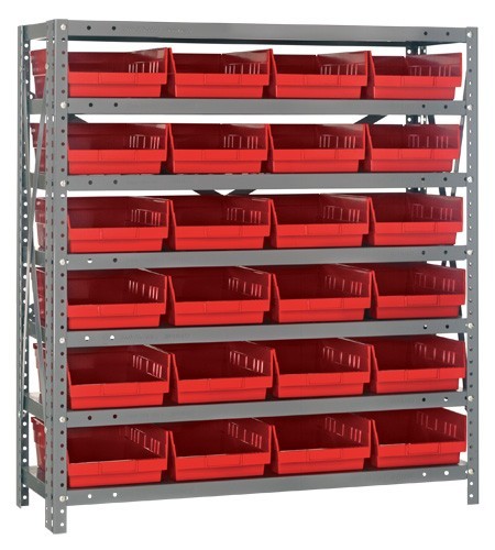 Quantum shelf bin units 12" x 36" x 39" Red