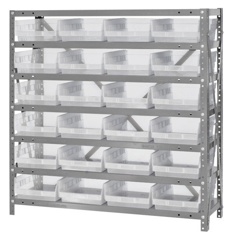 Clear-view quantum shelf bin units 12" x 36" x 39"