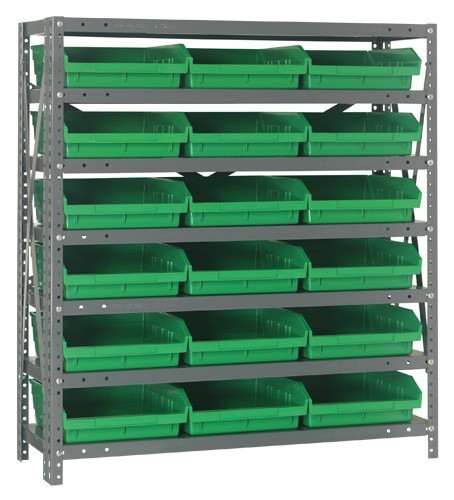 Quantum shelf bin units 12" x 36" x 39" Green