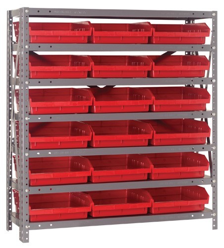 Quantum shelf bin units 12" x 36" x 39" Red