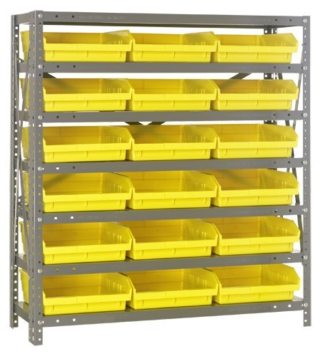 Quantum shelf bin units 12" x 36" x 39" Yellow