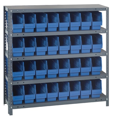 Quantum 6" store-more shelf bin units 12" x 36" x 39" Blue