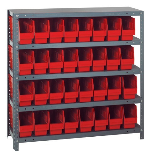 Quantum 6" store-more shelf bin units 12" x 36" x 39" Red