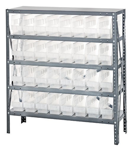 Clear-view quantum 6" store-more shelf bin units 