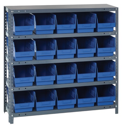 Quantum 6" store-more shelf bin units 12" x 36" x 39" Blue