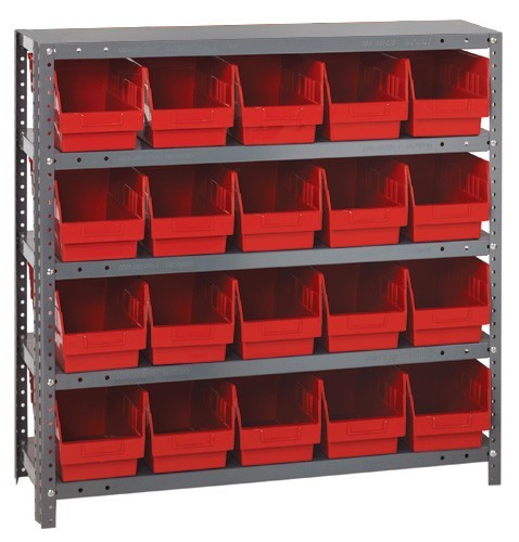 Quantum 6" store-more shelf bin units 12" x 36" x 39" Red