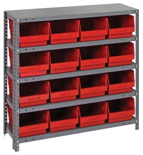 Quantum 6" store-more shelf bin units 12" x 36" x 39" Red