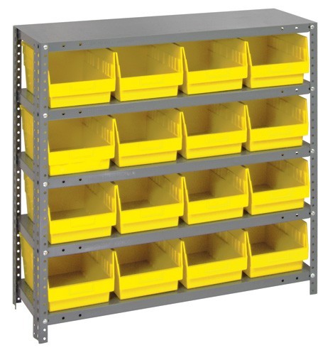 Quantum 6" store-more shelf bin units 12" x 36" x 39" Yellow