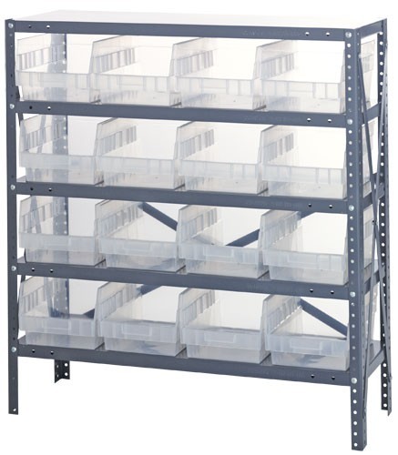 Clear-view quantum 6" store-more shelf bin units 