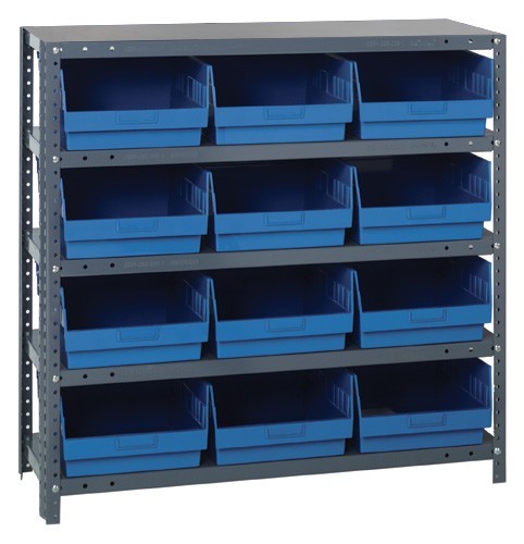 Quantum 6" store-more shelf bin units 12" x 36" x 39" Blue