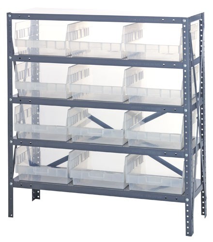 Clear-view quantum 6" store-more shelf bin units 