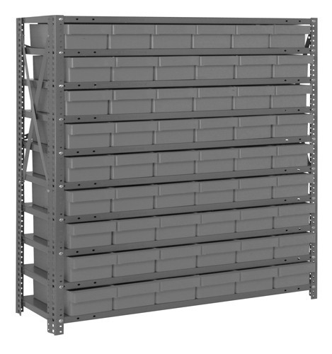 Open shelving systems with super tuff euro drawers 12" x 36" x 39" Gray