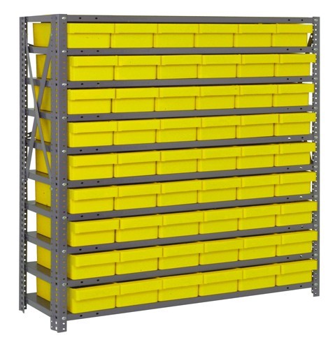 Open shelving systems with super tuff euro drawers 12" x 36" x 39" Yellow