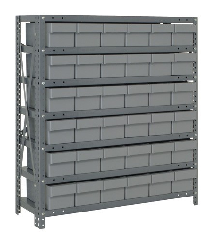 Open shelving systems with super tuff euro drawers 12" x 36" x 39" Gray