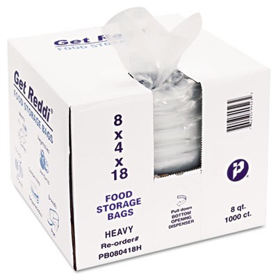 Get Reddi Food & Poly Bag, 8x4x18, 8-Quart, 1.00 Mil, Clear, 1000/Case