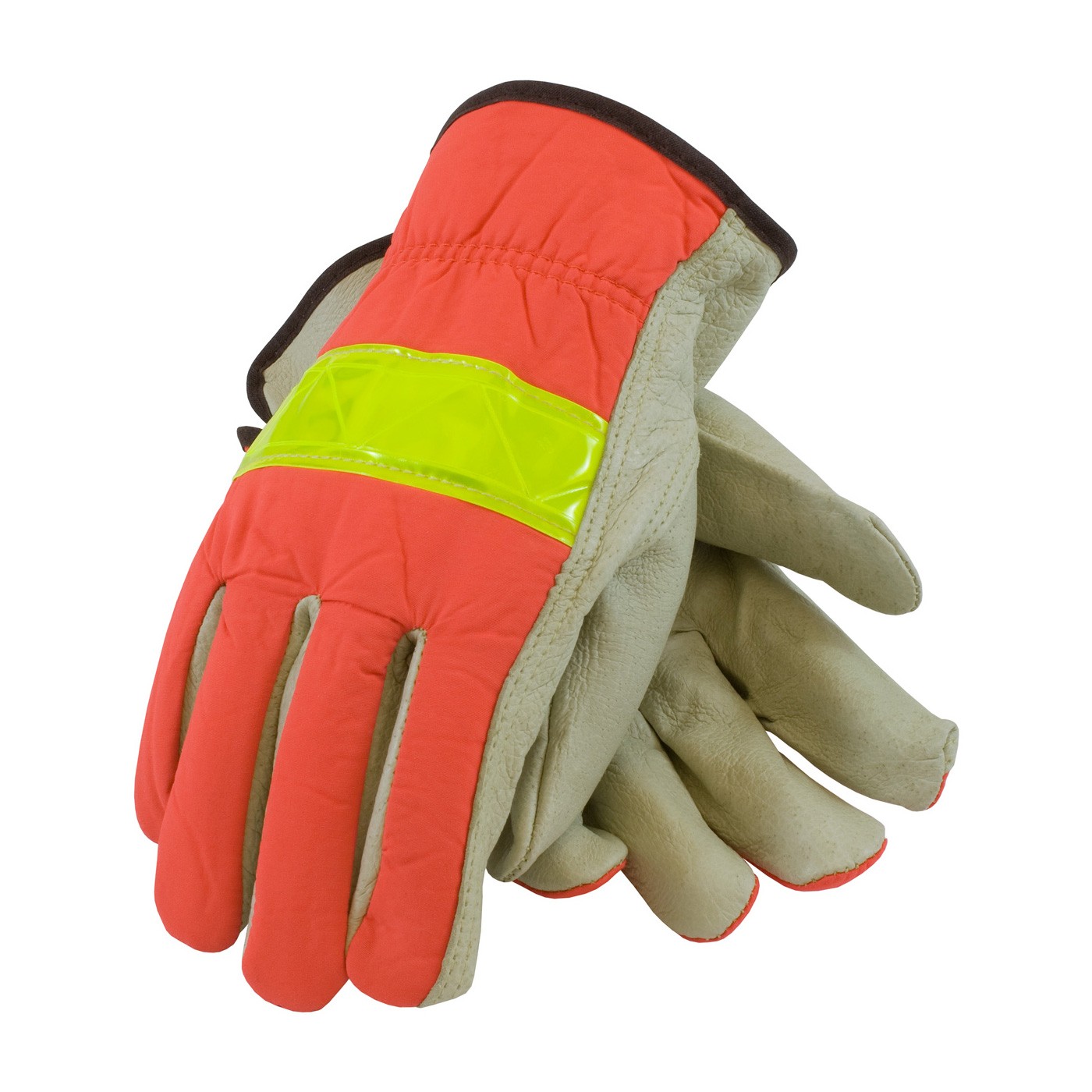 Hi-Vis Fabric, Top Grain Pigskin Leather Driver, Keystone Thumb Size X-Large