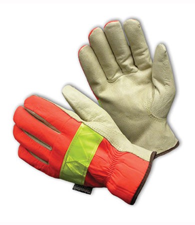 Hi-Vis Fabric, 3M Thinsulate Lining w/Pigskin Palm, Keystone Thumb Size Large