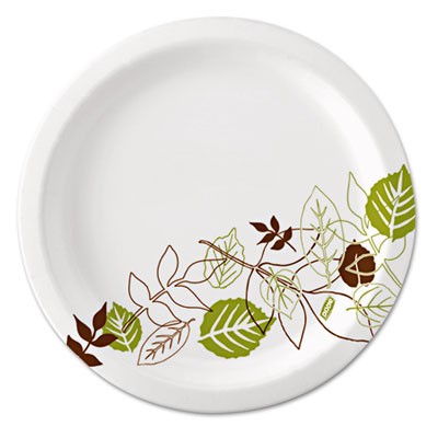 Ultralux Pathways Paper Plates, 8.5", Green/Burgundy