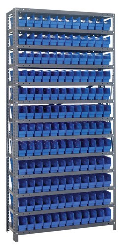 Quantum shelf bin units 12" x 36" x 75" Blue