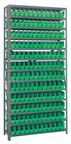 Quantum shelf bin units 12" x 36" x 75" Green