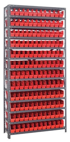 Quantum shelf bin units 12" x 36" x 75" Red